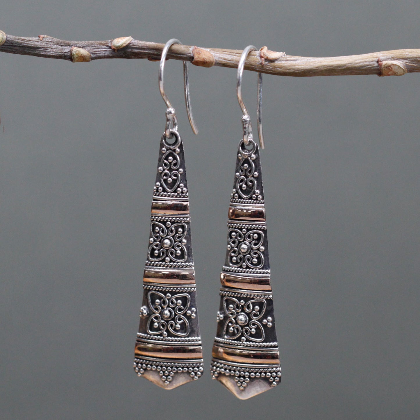 Tribal Totem Drops - Silver & Gold Earrings