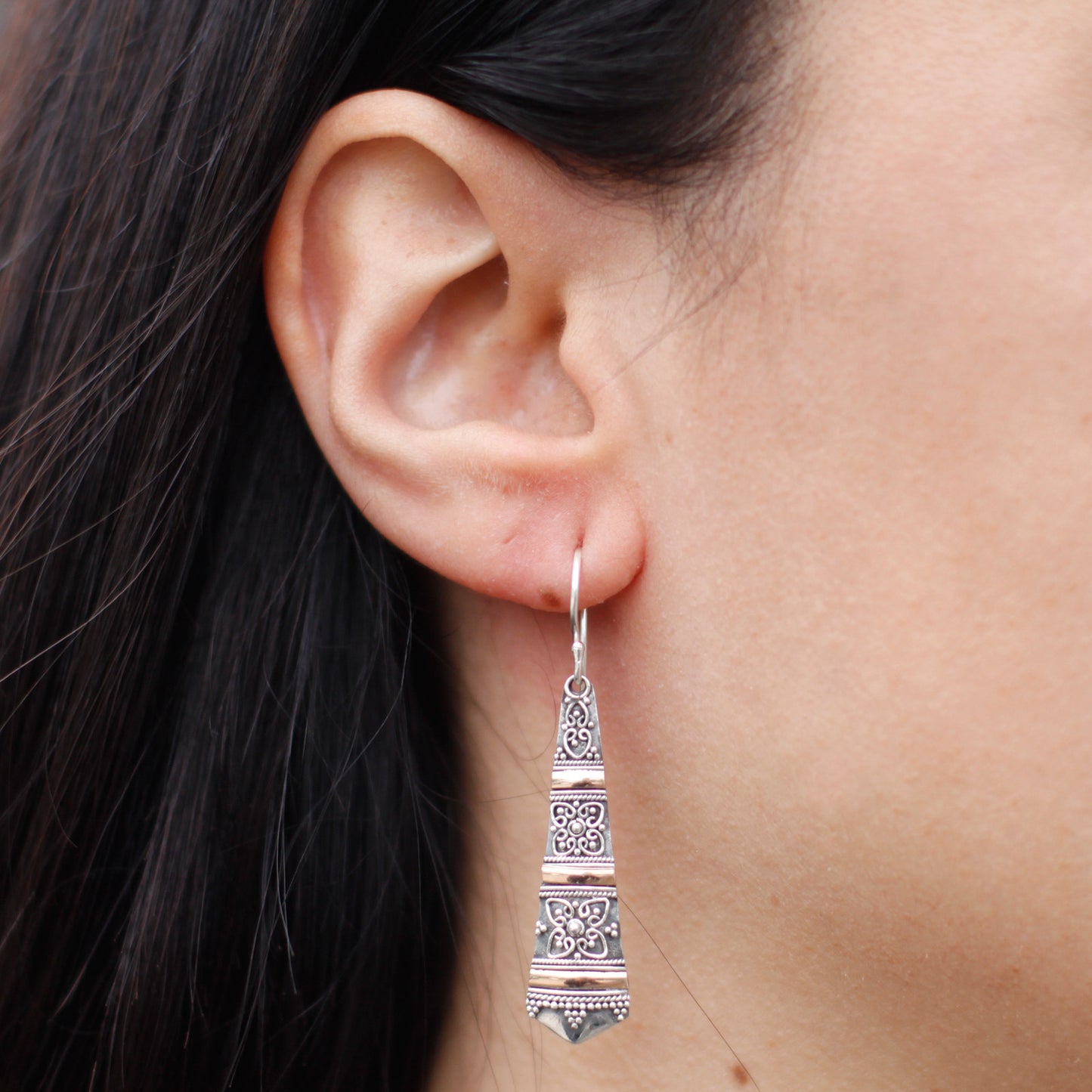 Tribal Totem Drops - Silver & Gold Earrings