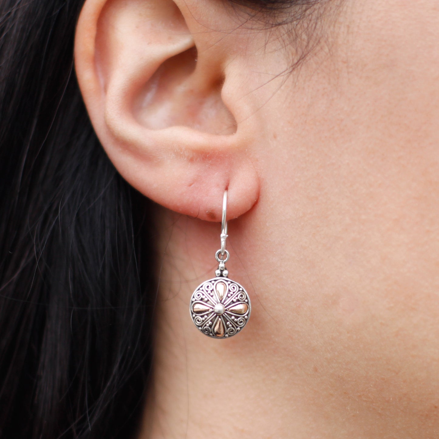Round Drop - Silver & Gold Earrings