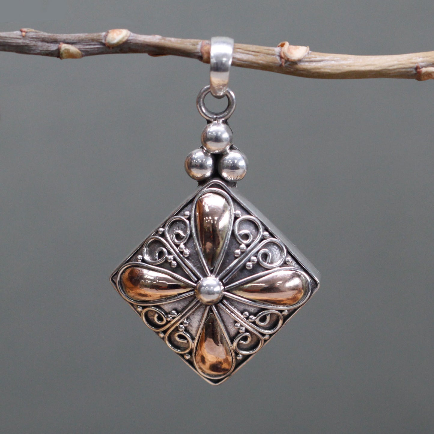 Square Drop - Silver & Gold Pendant
