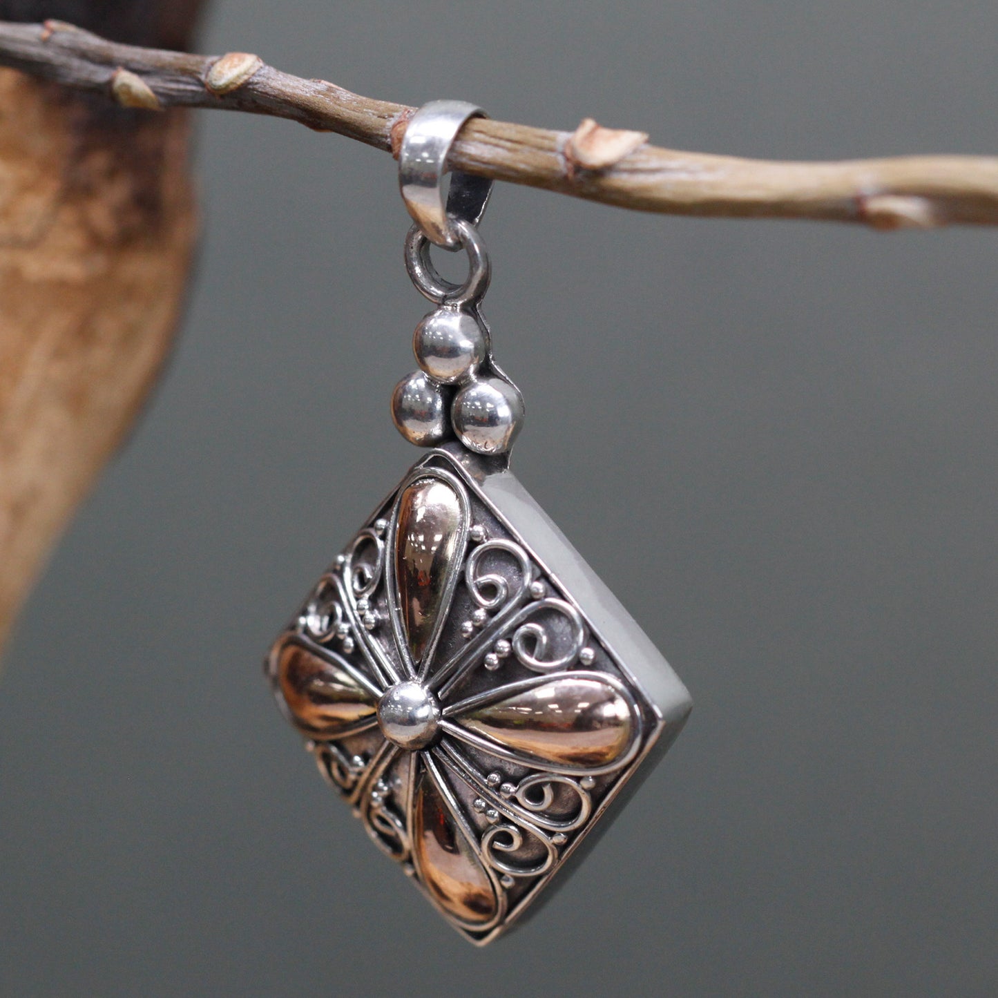Square Drop - Silver & Gold Pendant