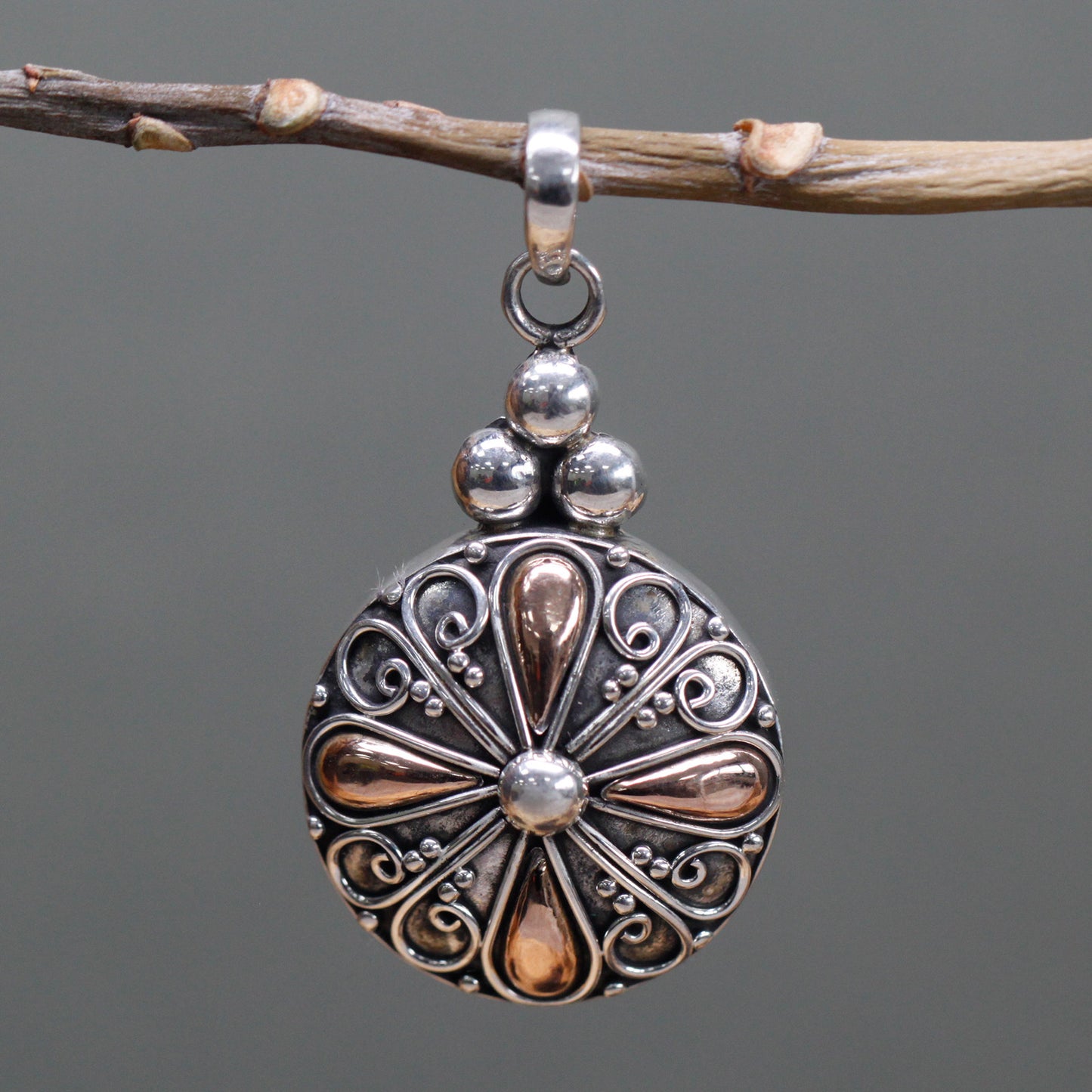 Round Drop - Silver & Gold Pendant