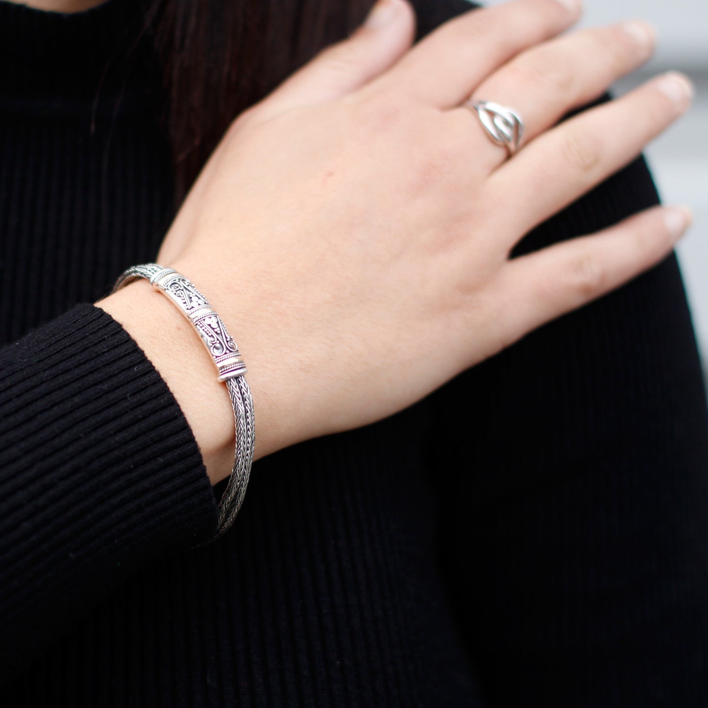 Tribal Twin chain Silver & Gold Bracelet