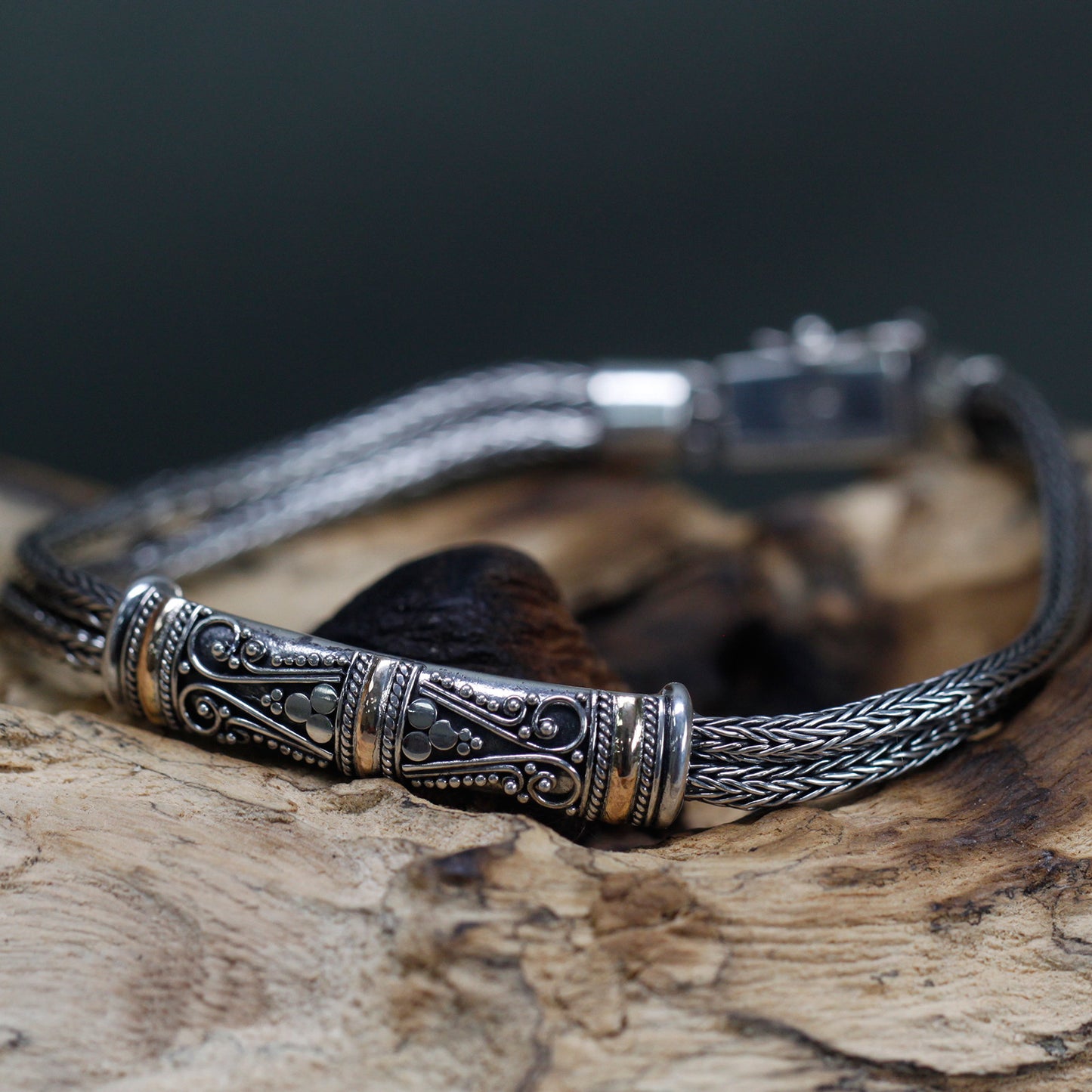 Tribal Twin chain Silver & Gold Bracelet