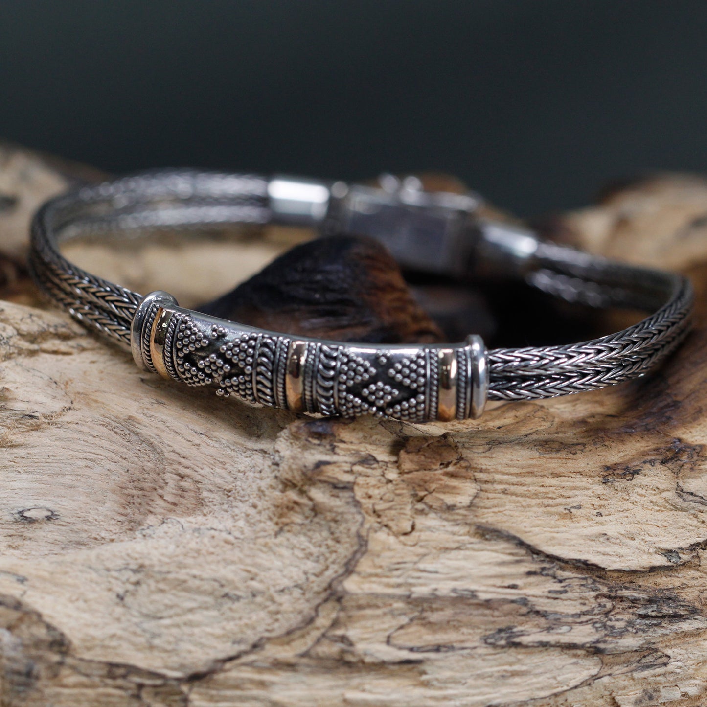 Tribal Twin chain Silver & Gold Bracelet