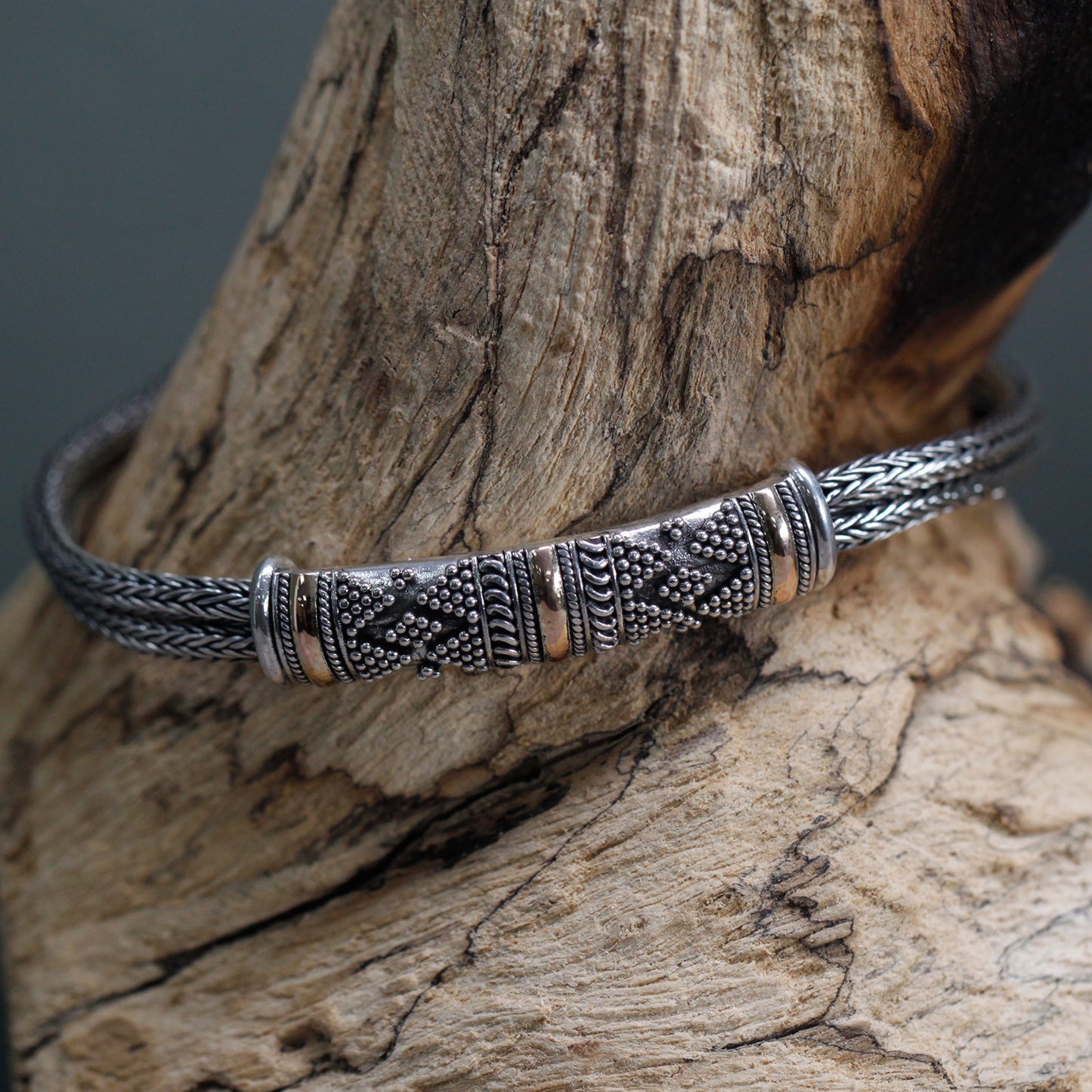 Tribal Twin chain Silver & Gold Bracelet