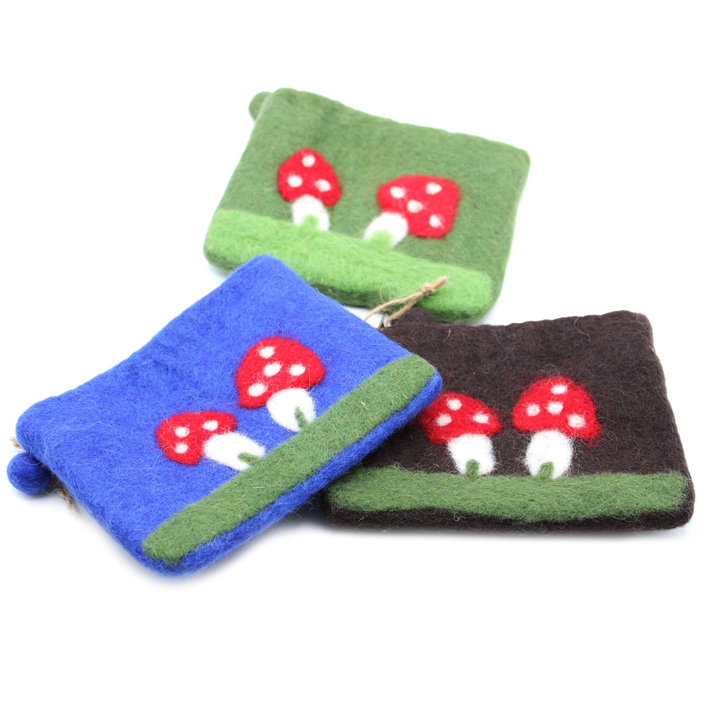 Mystic Mushrooms Natural Felt Zipper Pouch