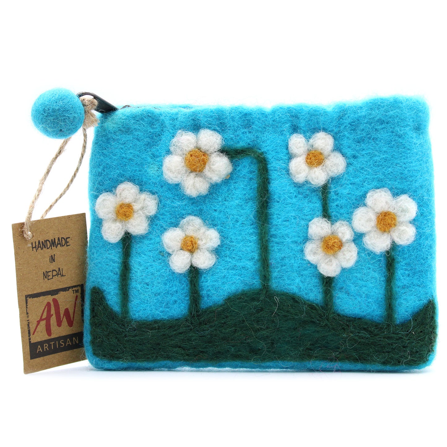 Flower Garden Natural Felt Zipper Pouch