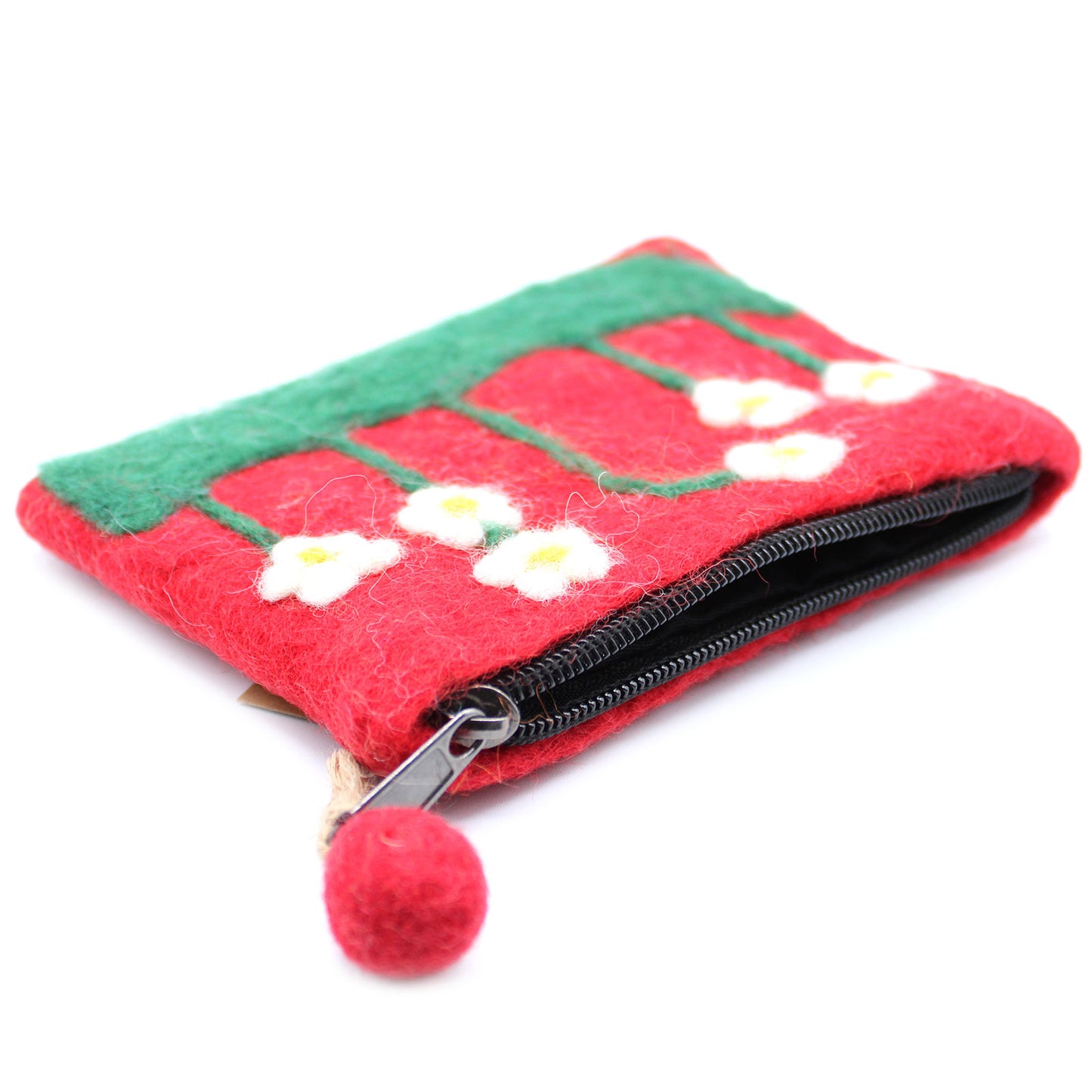 Flower Garden Natural Felt Zipper Pouch