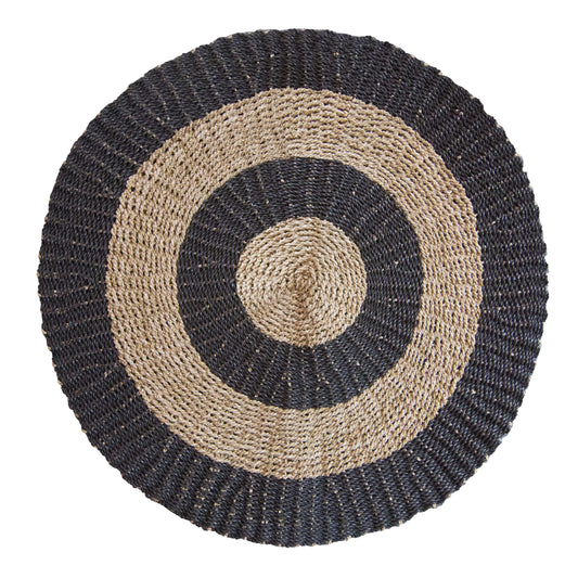 Circle Seagrass Black & Tan Rug - 1m