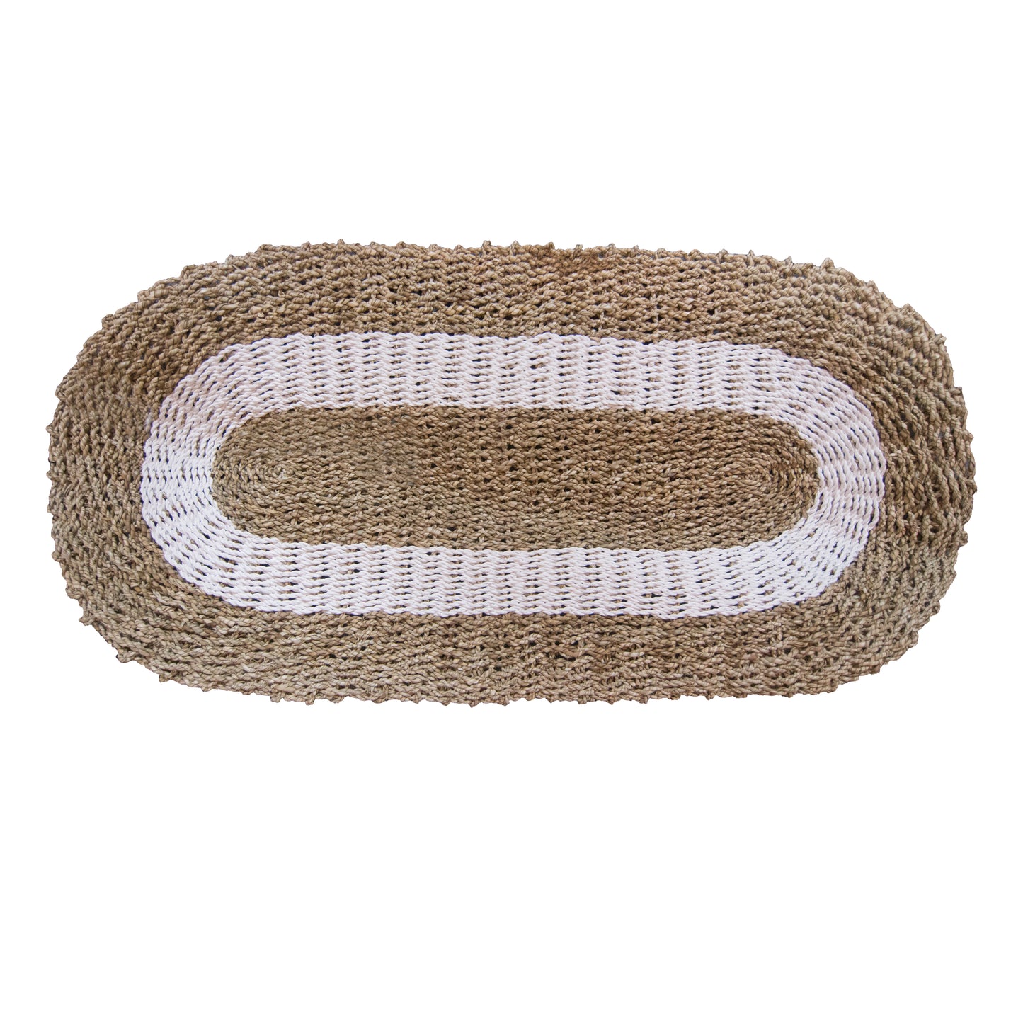 Oval Seagrass White & Tan Classic Rug