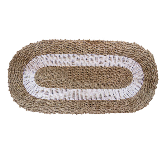 Oval Seagrass White & Tan Classic Rug