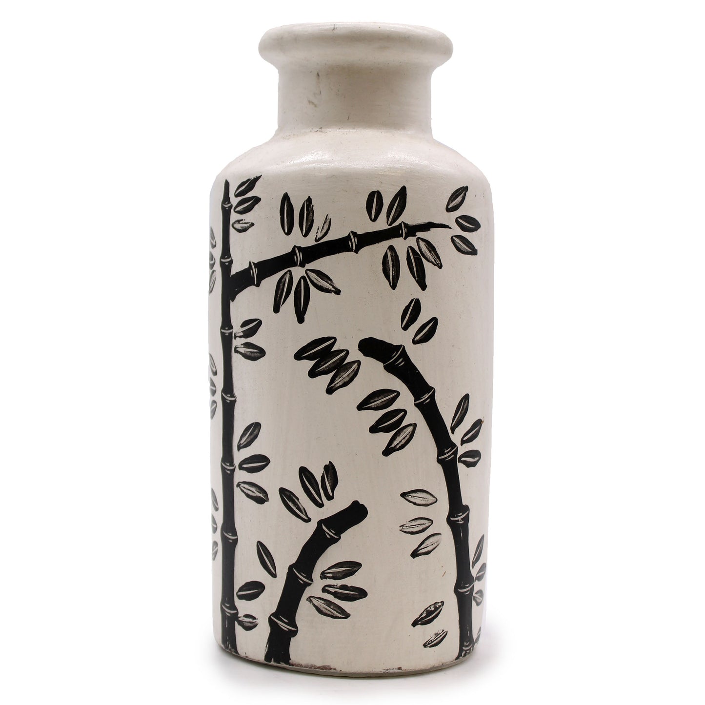 Bamboo Motif Straight Vase (Cream)