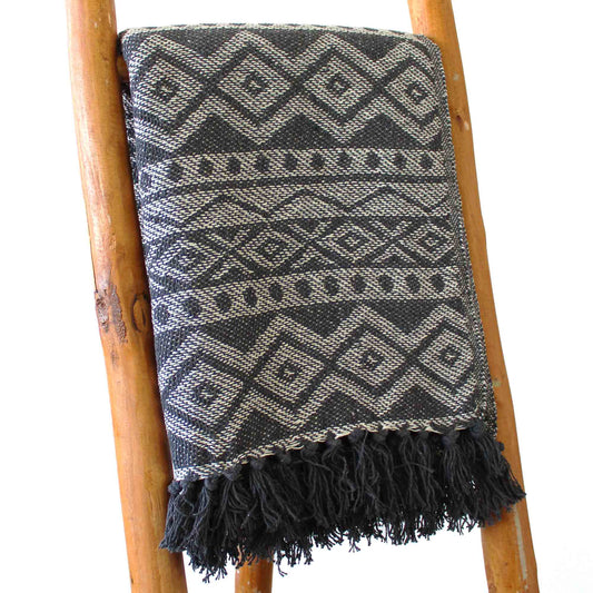 Boho Comfort Throw in Grey Geometric