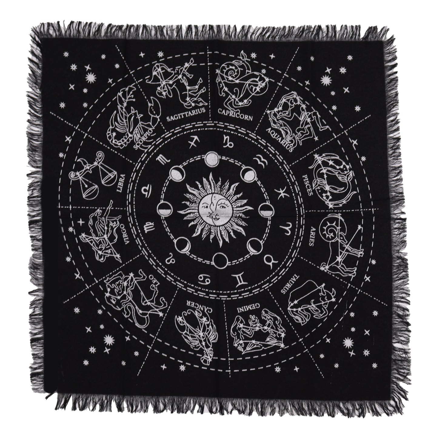 Unveil Mystical Energies with the Esoteric Fringed Altar Cloth - Horoscope