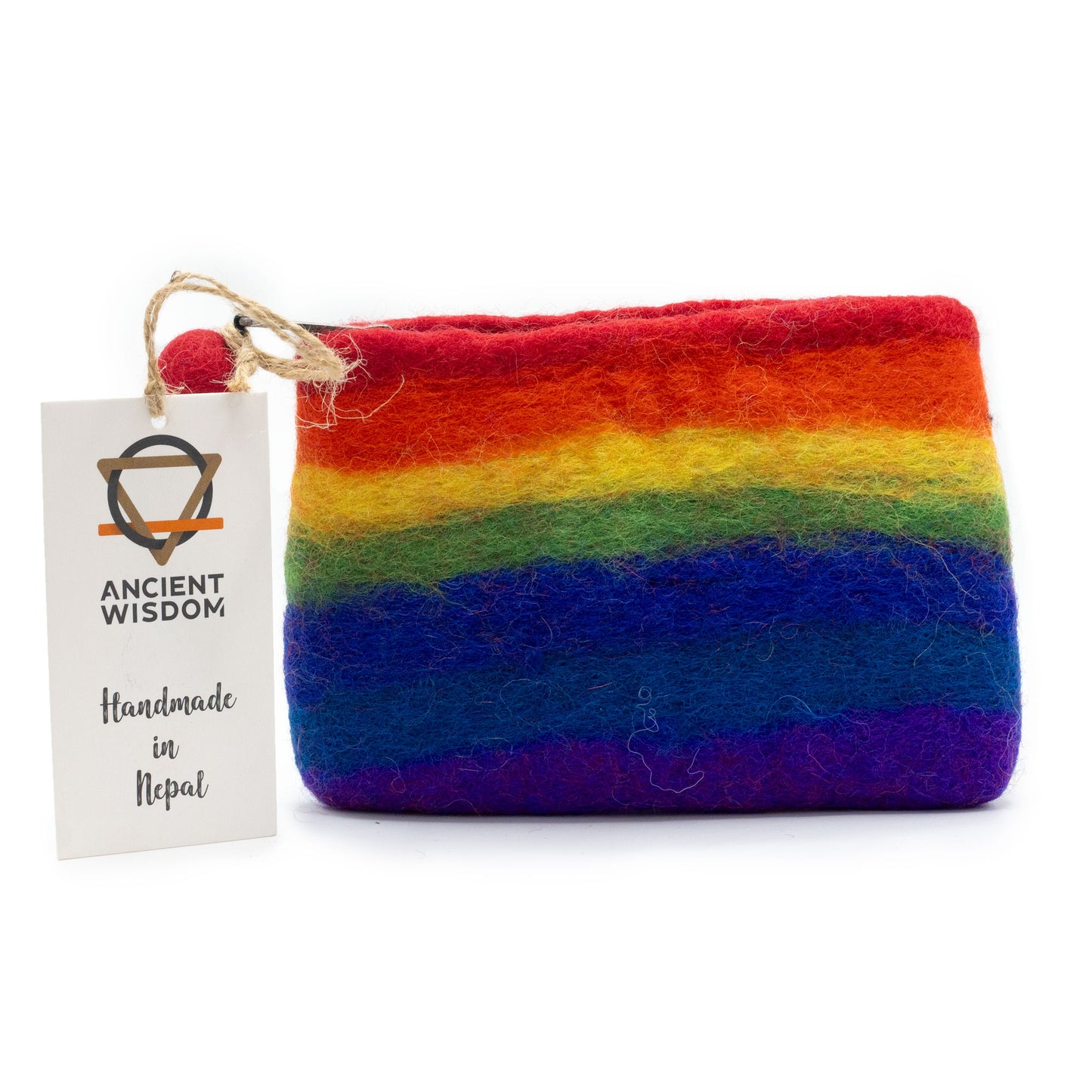 Rainbow Natural Felt Zipper Pouch