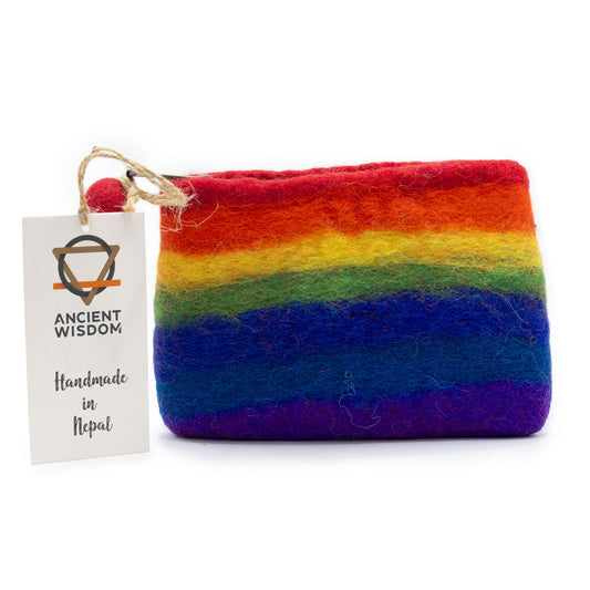 Rainbow Natural Felt Zipper Pouch
