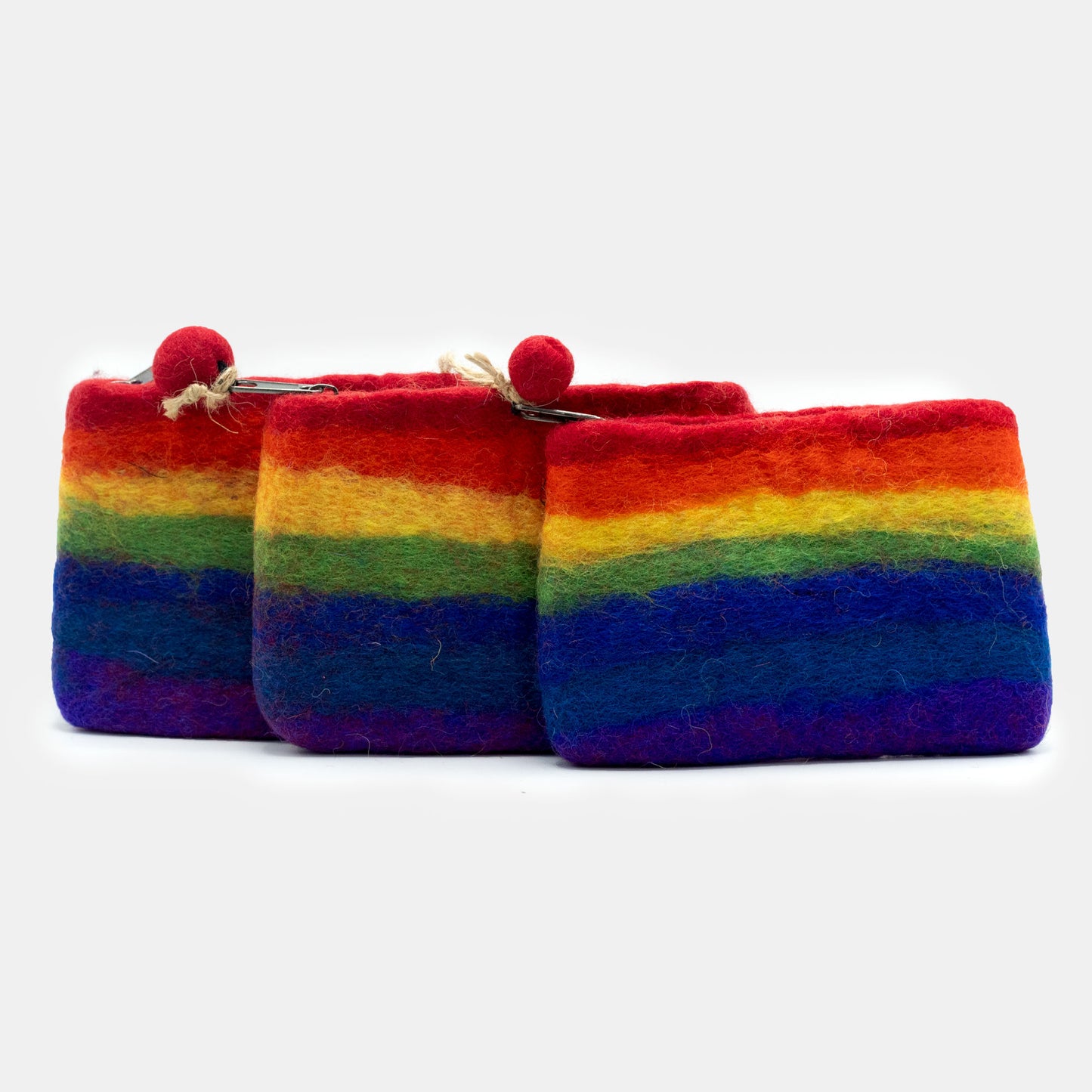 Rainbow Natural Felt Zipper Pouch