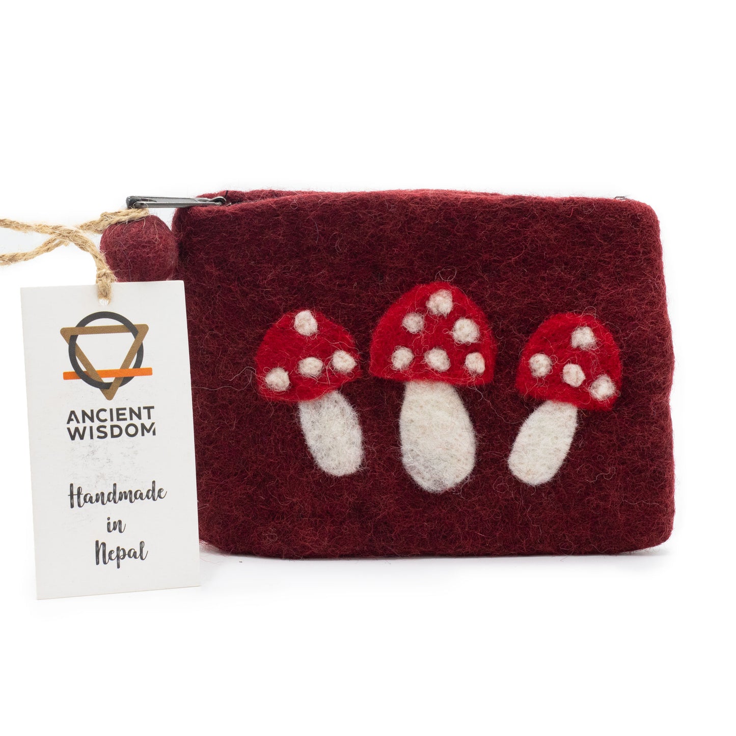 Wild Mushrooms Natural Felt Zipper Pouch
