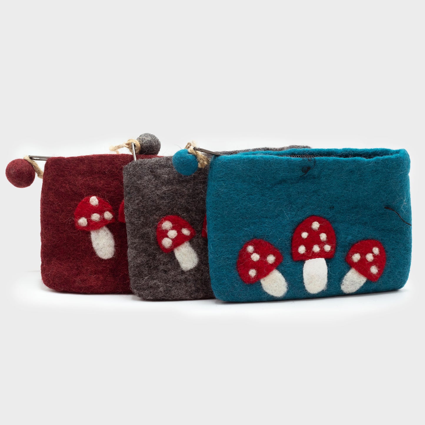 Wild Mushrooms Natural Felt Zipper Pouch