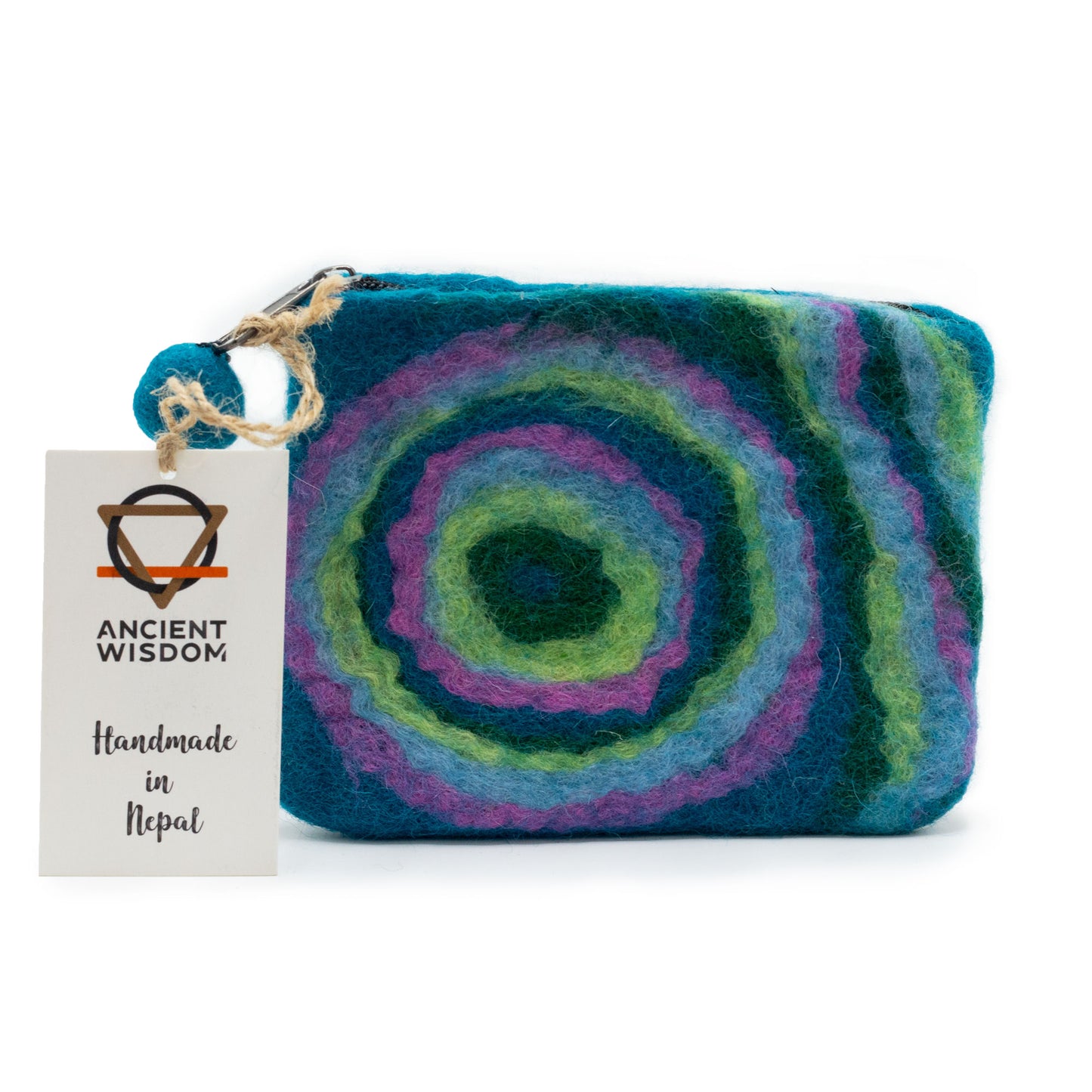 Psychedelic Natural Felt Zipper Pouch