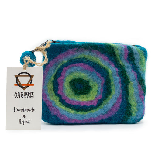 Psychedelic Natural Felt Zipper Pouch