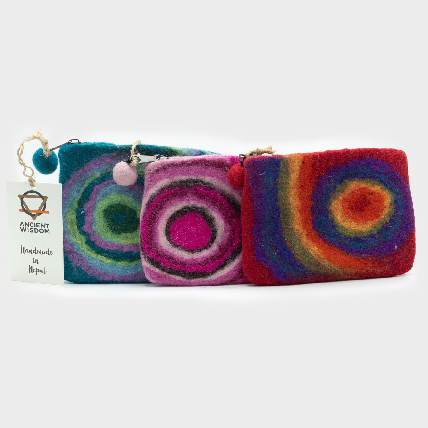 Psychedelic Natural Felt Zipper Pouch