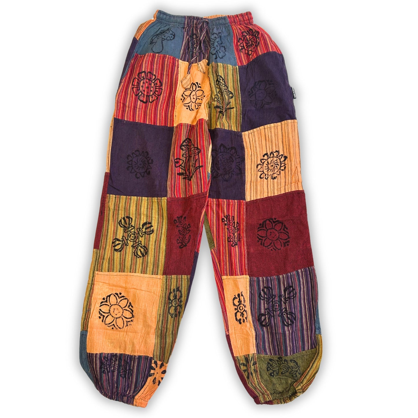 Nomad Sari – Mushroom Pants Block Print Design | Orange Tones