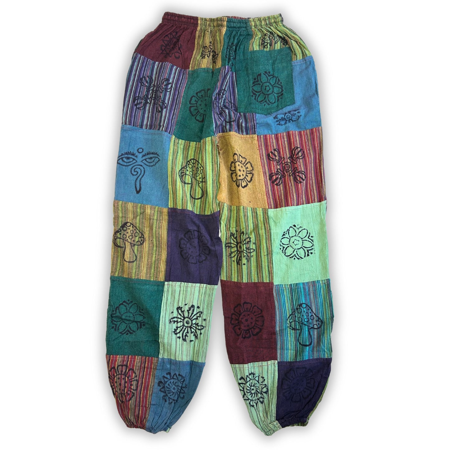 Nomad Sari – Mushroom Pants Block Print Design | Green Tones