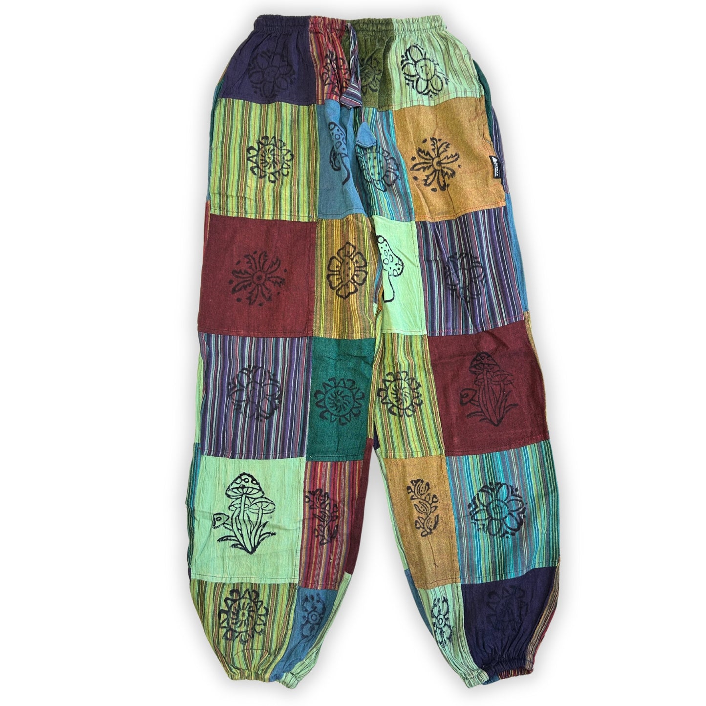 Nomad Sari – Mushroom Pants Block Print Design | Green Tones