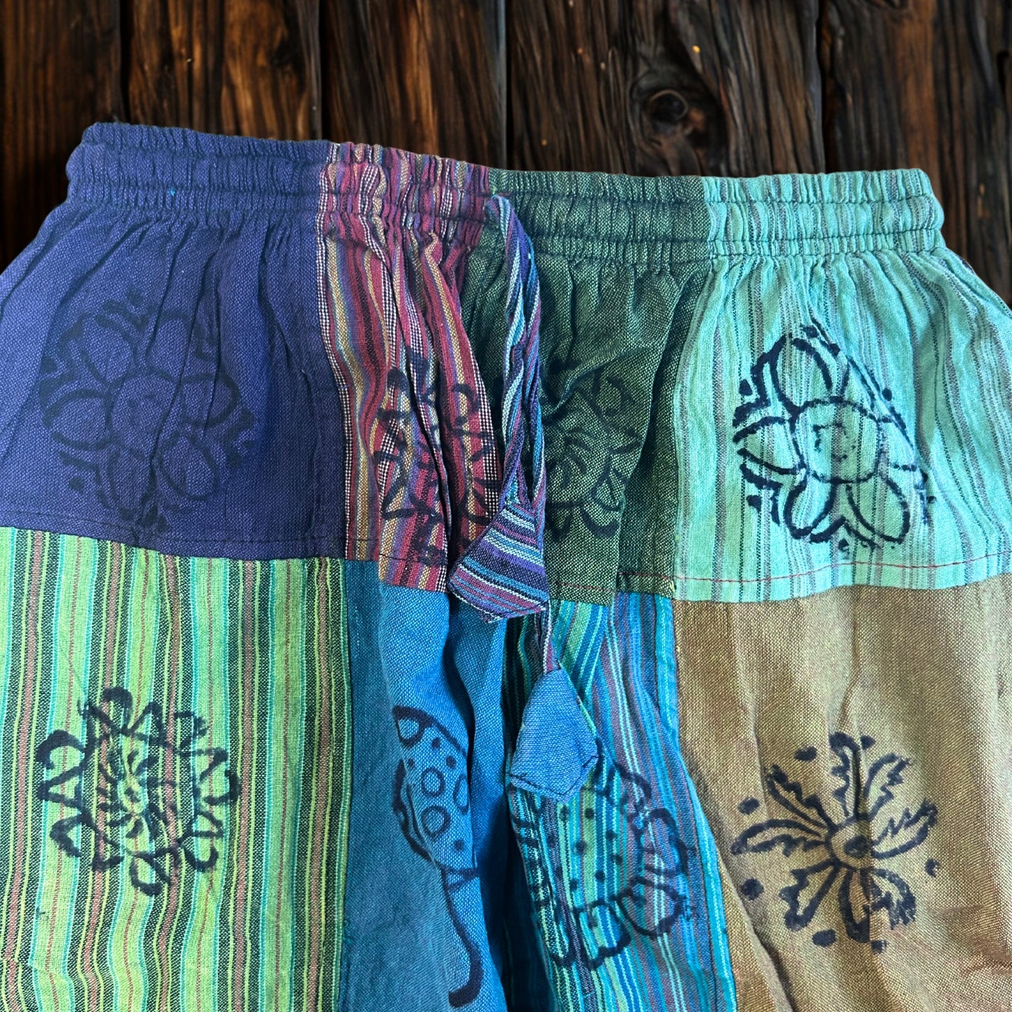 Nomad Sari – Mushroom Pants Block Print Design | Green Tones