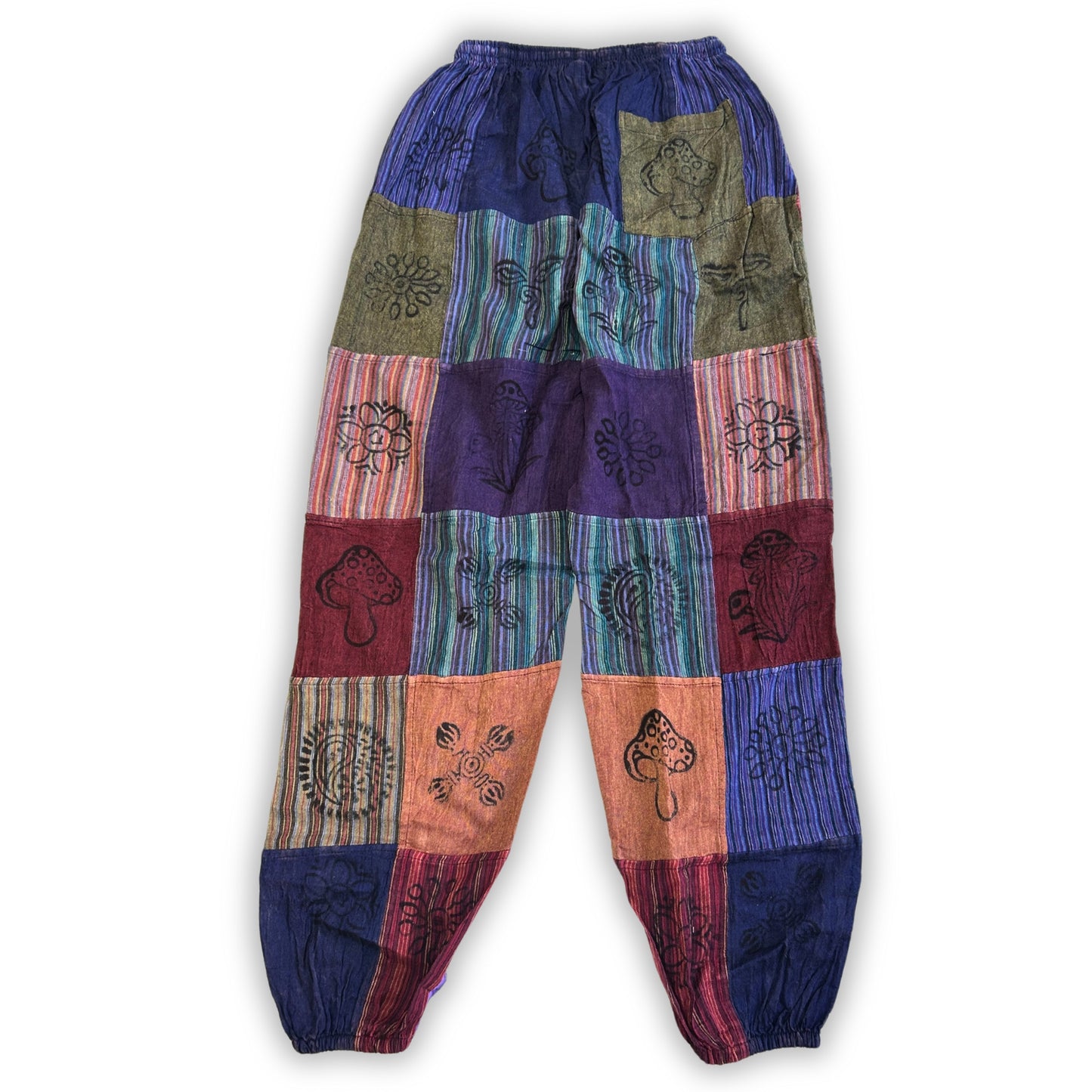 Nomad Sari – Mushroom Pants Block Print Design | Purple Tones