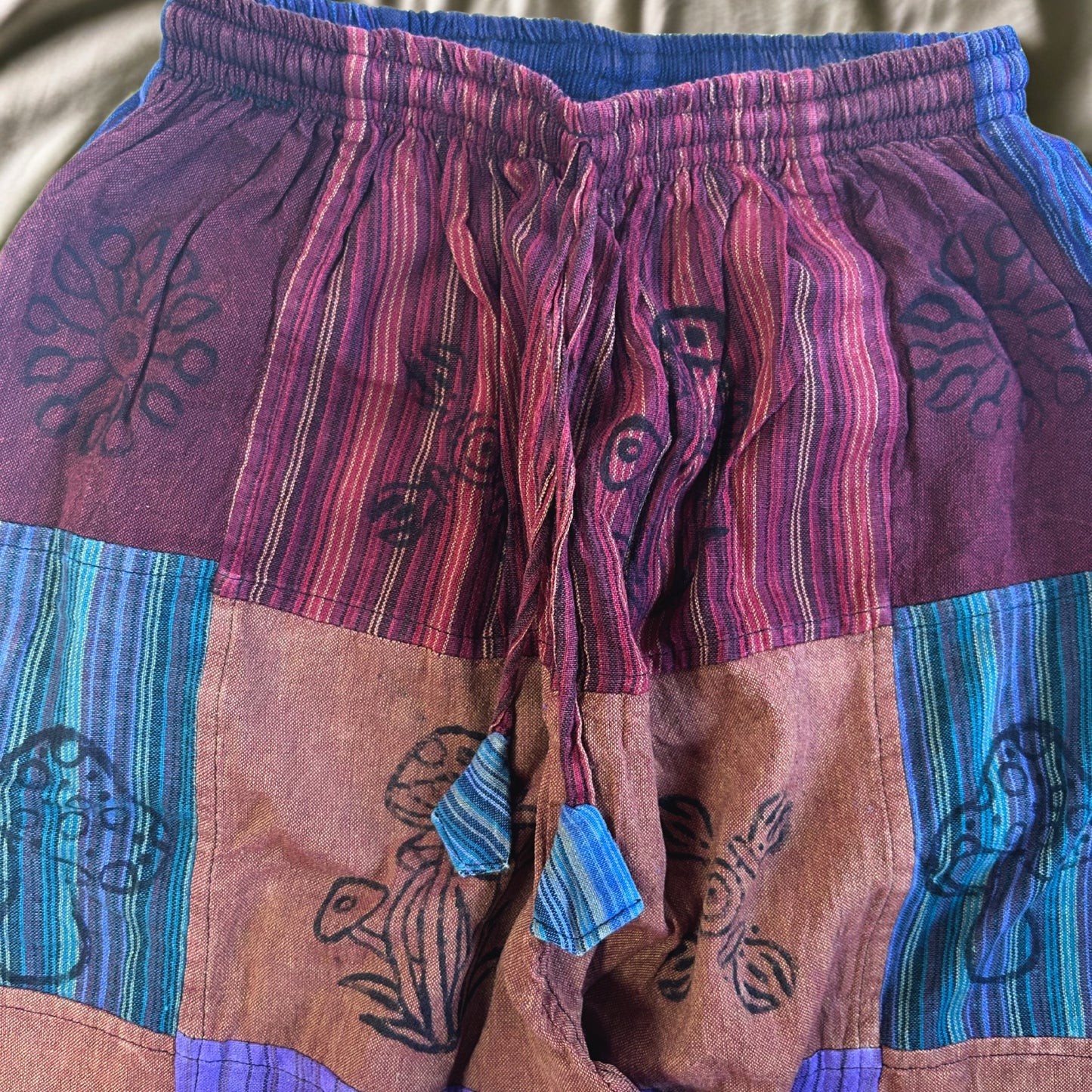 Nomad Sari – Mushroom Pants Block Print Design | Purple Tones