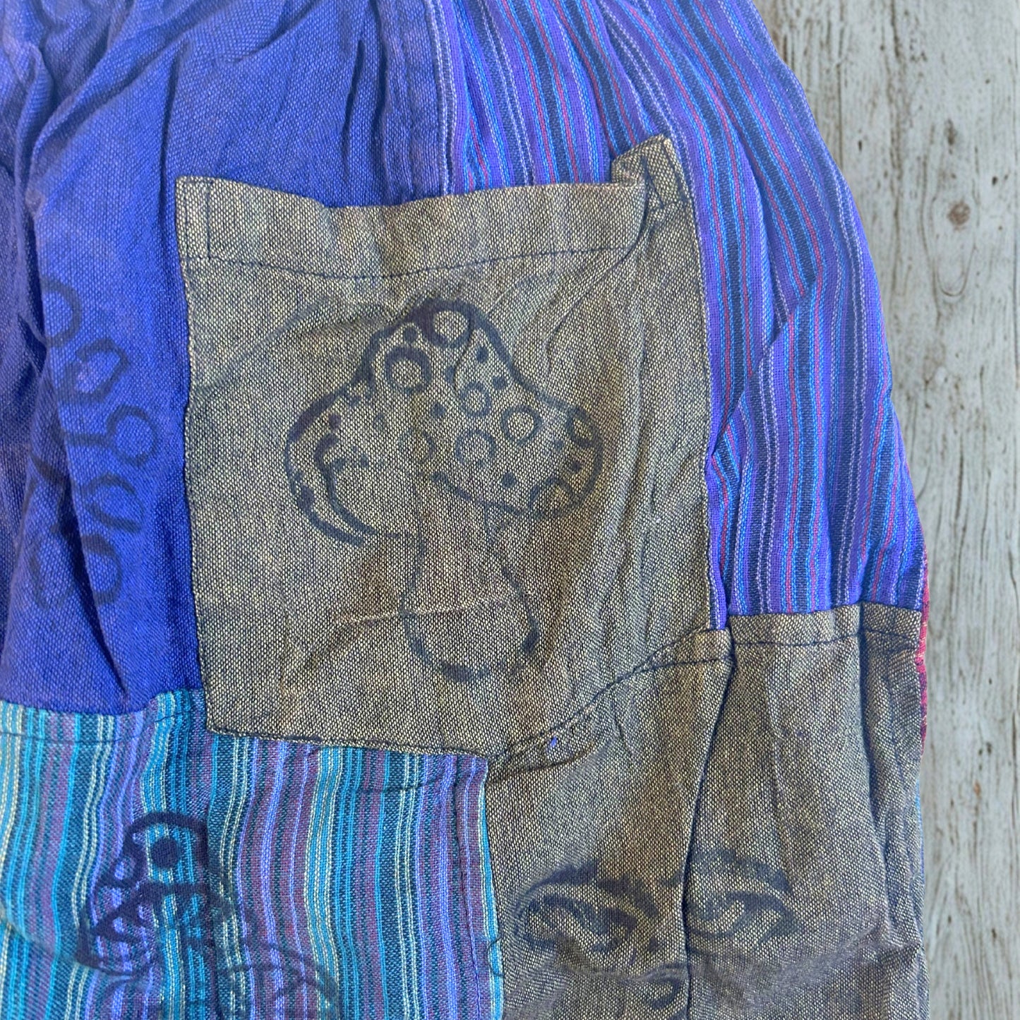 Nomad Sari – Mushroom Pants Block Print Design | Purple Tones