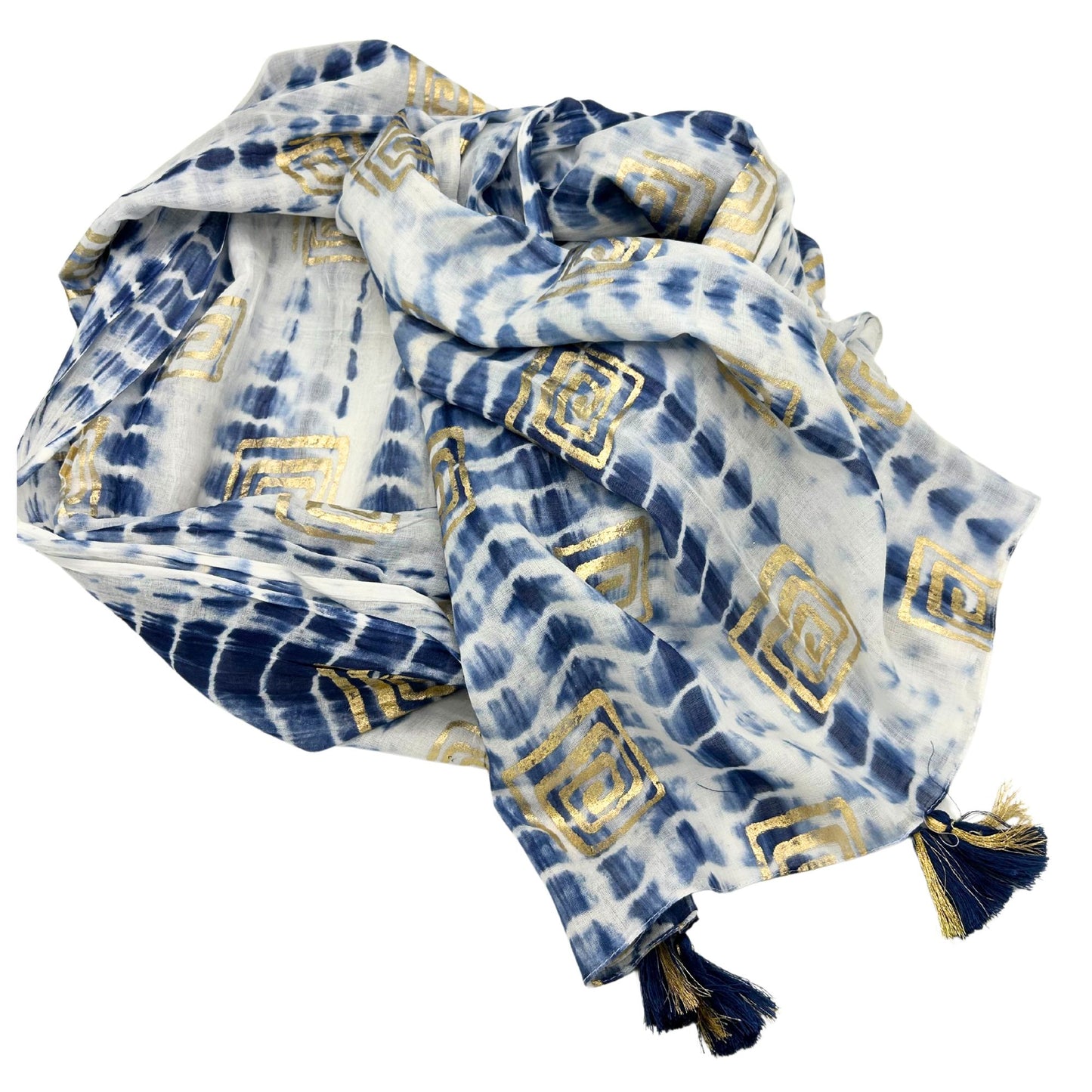 Pario Throw Blue in Tie-Dye & Blockprint