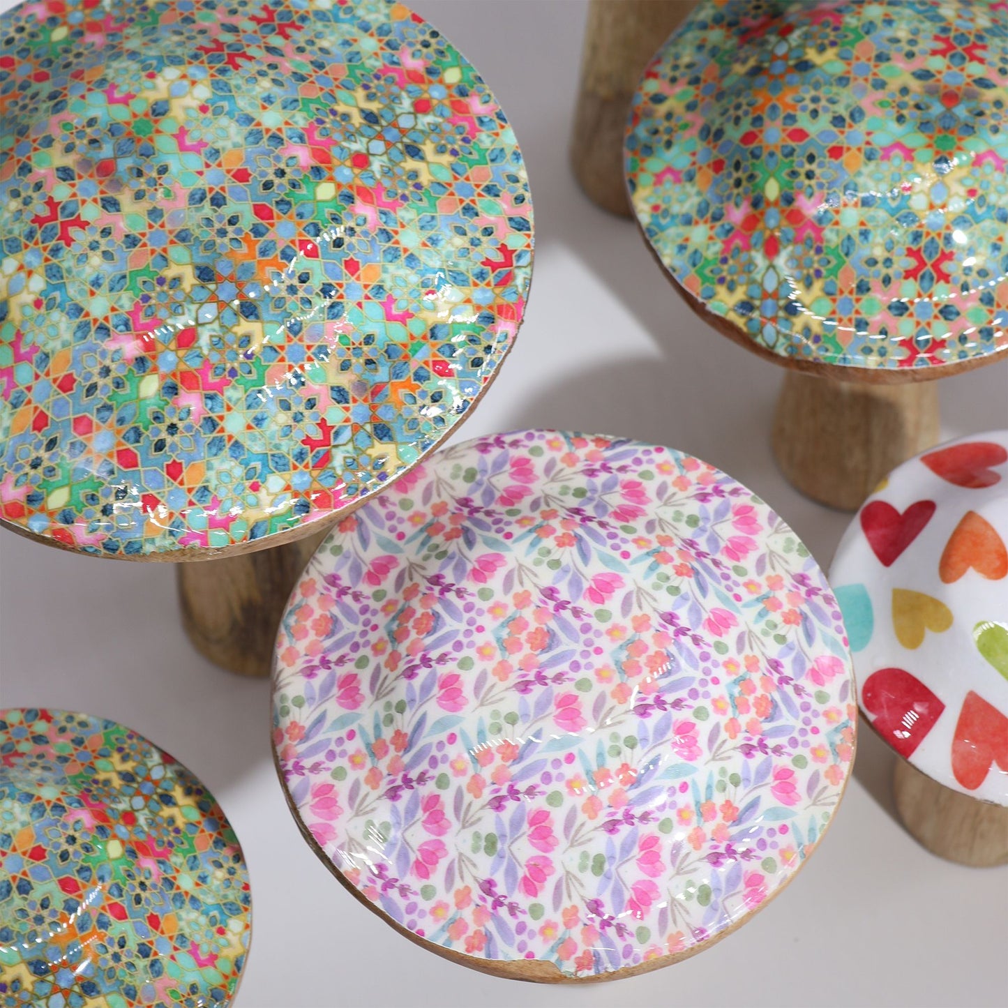 Pastel Floral Mushroom Decor – Small