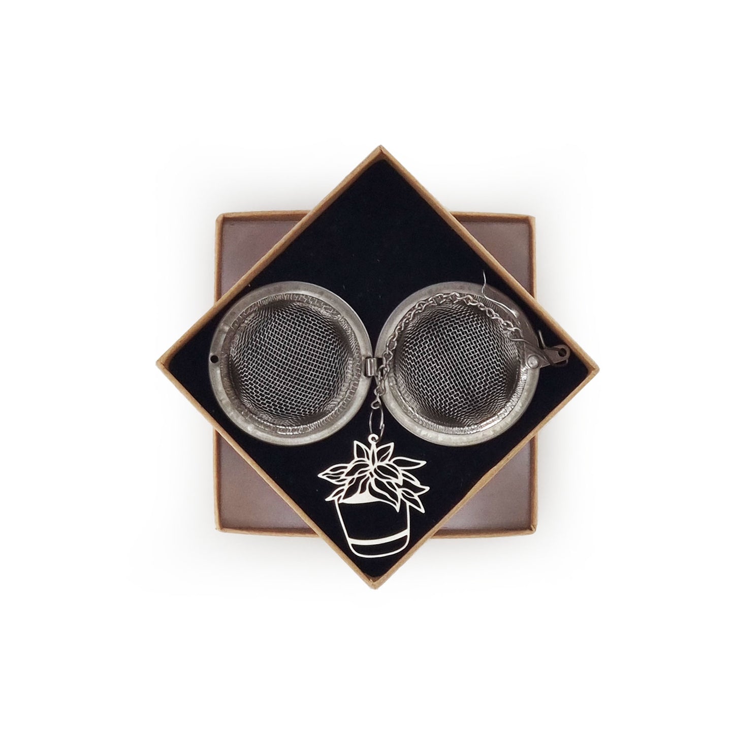 Stainless Steel Loose Tea Strainer with 'Potted Plant' charm