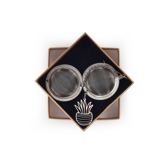 Stainless Steel Loose Tea Strainer with 'Potted Plant' charm