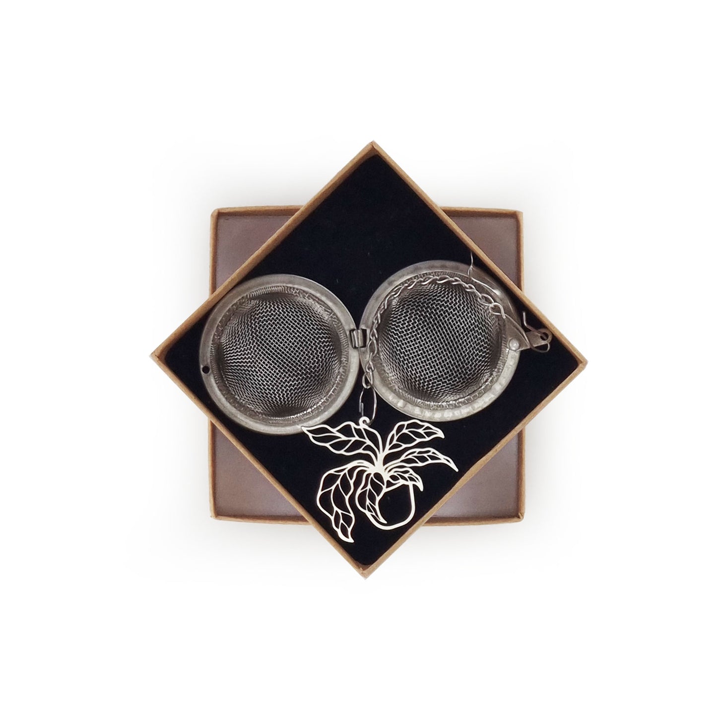 Stainless Steel Loose Tea Strainer with 'Potted Plant' charm