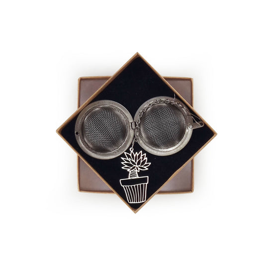 Stainless Steel Loose Tea Strainer with 'Potted Plant' charm
