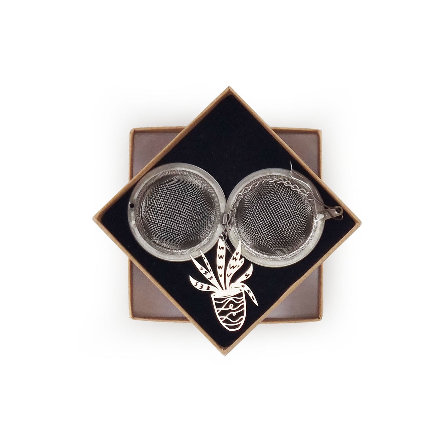Stainless Steel Loose Tea Strainer with 'Potted Plant' charm