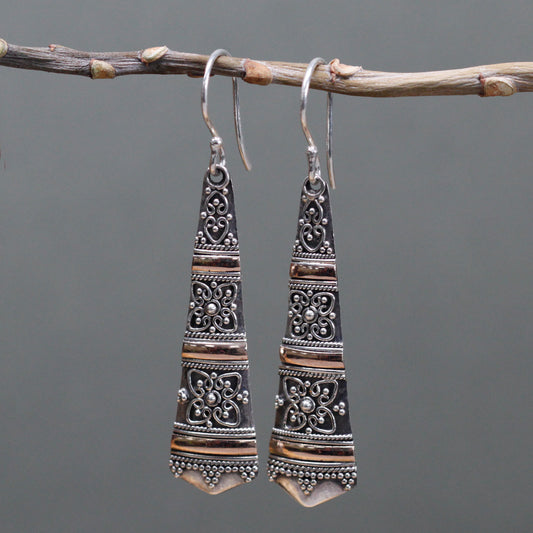Tribal Totem Drops - Silver & Gold Earrings