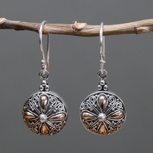 Round Drop - Silver & Gold Earrings