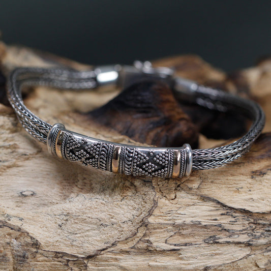 Tribal Twin chain Silver & Gold Bracelet