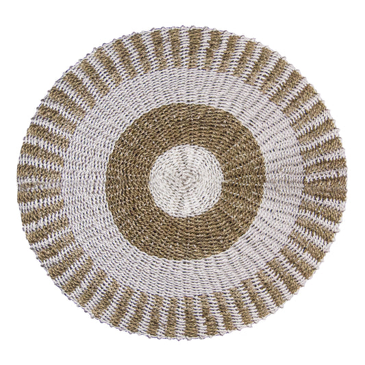 Circle Seagrass White & Tan Rug (Outer Sun) - 1m