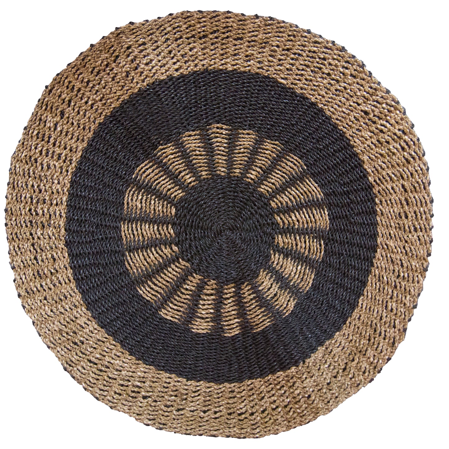 Circle Seagrass Black & Tan Rug (Inner Sun) - 1m
