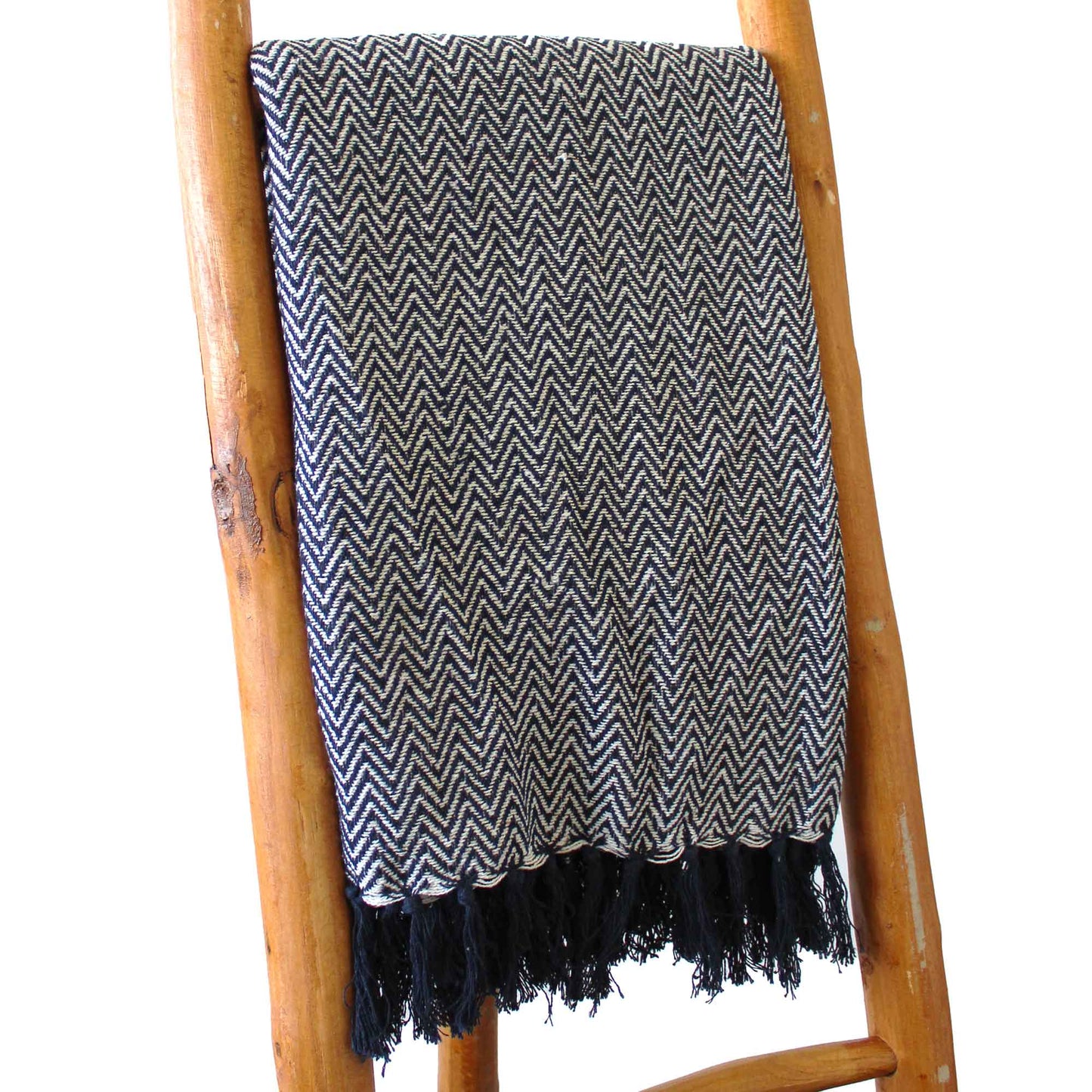 Boho Comfort Throw in Navy Zigzag