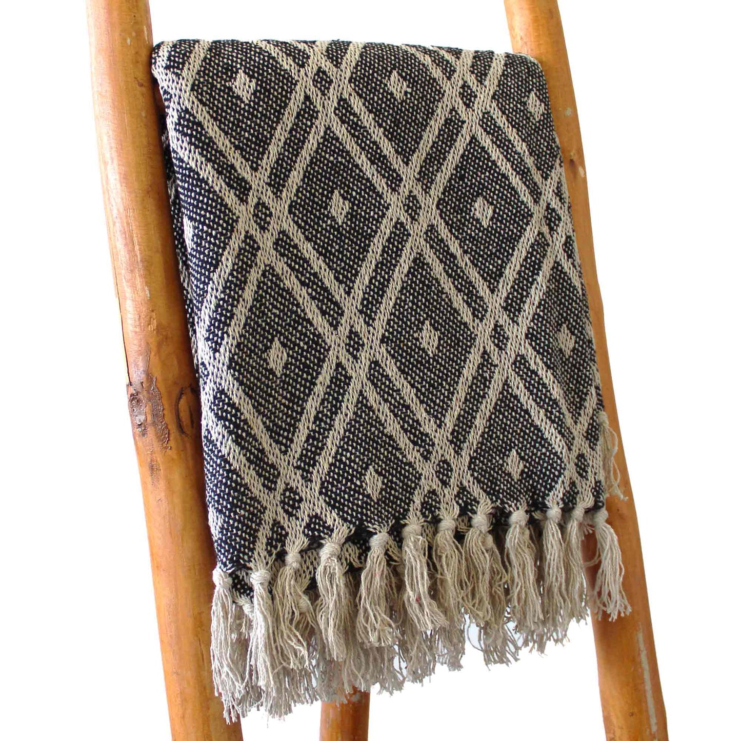 Boho Comfort Throw in Black & Beige Regency