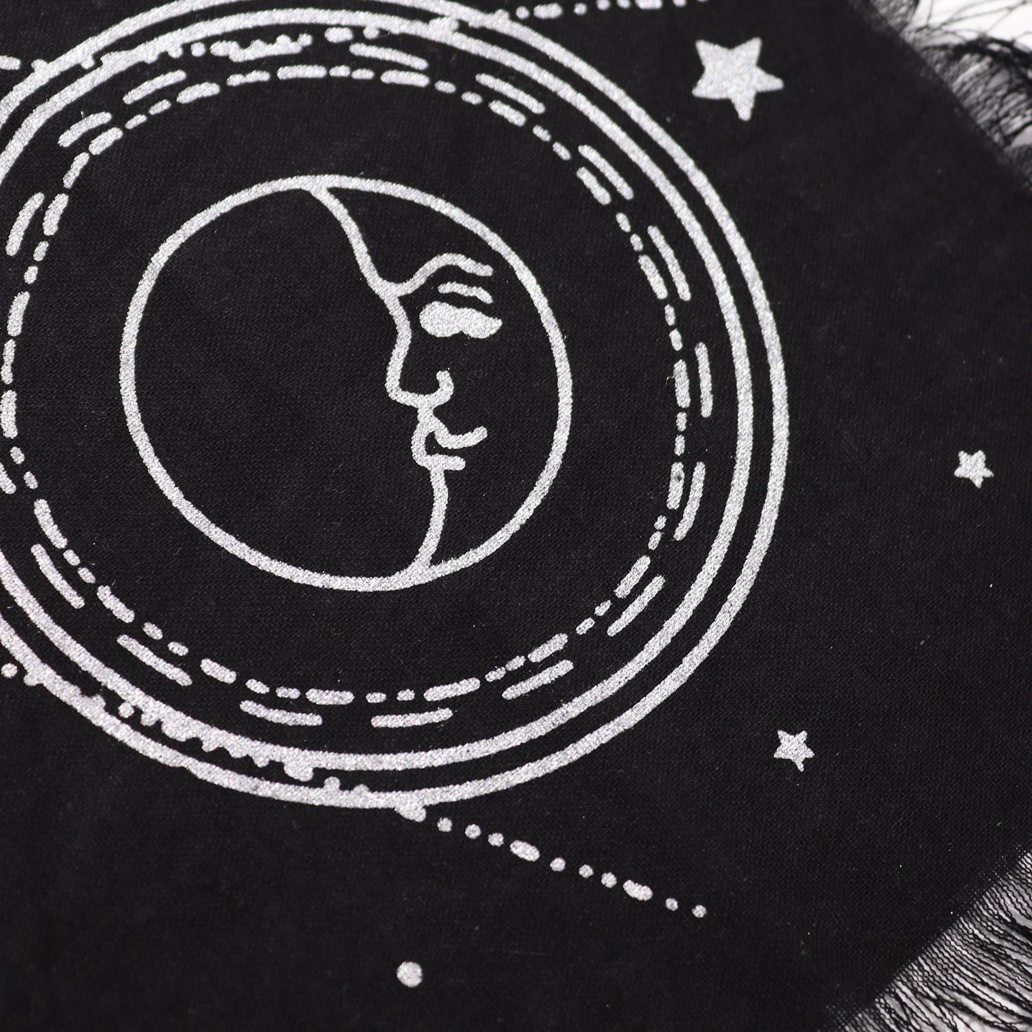 Harness Celestial Power with the Esoteric Fringed Altar Cloth - Moon & Sun Chart