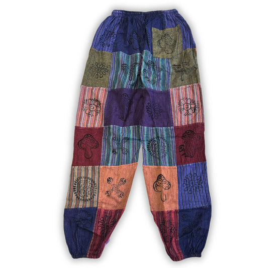 Nomad Sari – Mushroom Pants Block Print Design | Purple Tones